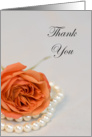 Elegant Orange Rose and Pearls Thank You Note card