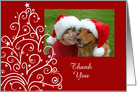 Christmas Tree Thank You Photo Card Red and White card