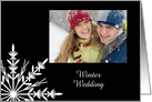 Winter Wedding Save the Date Photo Card Black and White Snowflake card