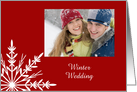 Winter Wedding Save the Date Photo Card Red and White Snowflake card