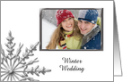 Winter Wedding Save the Date Photo Card White / Silver Tone Snowflake card