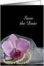 Wedding Save the Date Pink Orchid and Pearls Custom Personalized card