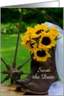 Wedding Save the Date Sunflowers and Cowboy Boots Custom Personalized card