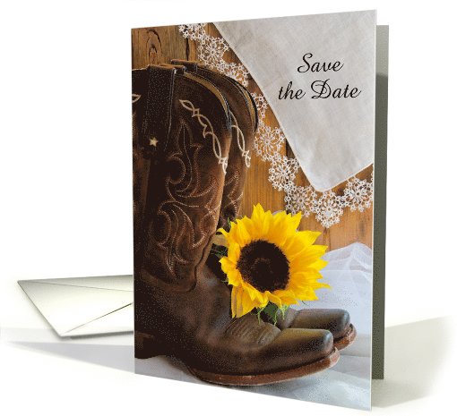 Wedding Save the Date, Country Sunflowers, Custom Personalize card