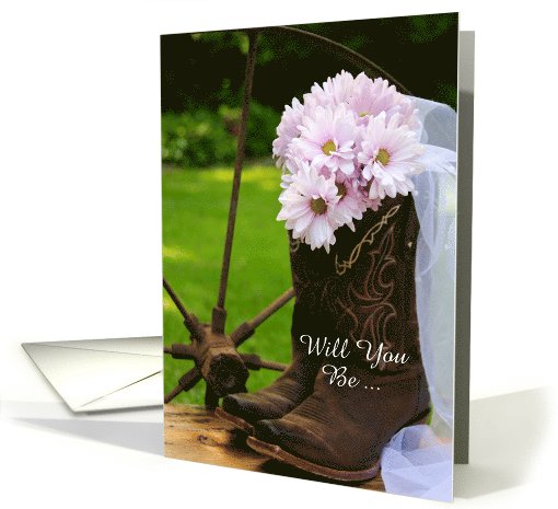 Be My Bridesmaid,Country Pink Daisies and Boots,Custom... (1008917)