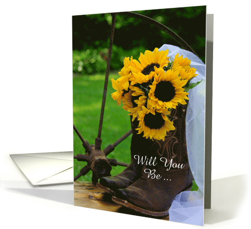Be My Bridesmaid,Country Sunflowers and Boots,Custom Personalize card