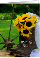 Be My Bridesmaid,Country Sunflowers and Boots,Custom Personalize card