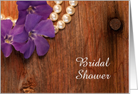 Bridal Shower Invitation,Purple Flowers and Pearls,Custom Personalize card