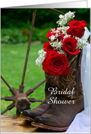 Bridal Shower Invitation,Country Roses and Boots,Custom Personalize card