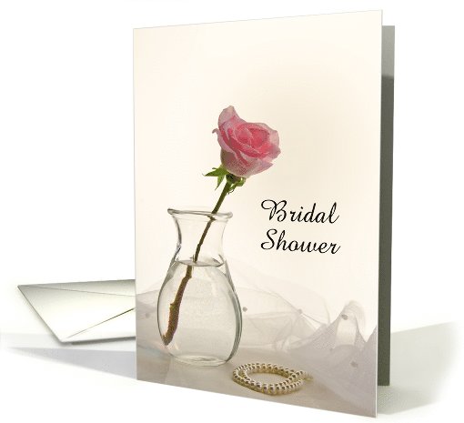 Bridal Shower Invitation,Pink Rose on White,Custom Personalize card