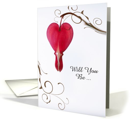 Will You Be My Bridesmaid,Red Bleeding Heart, Custom Personalize card