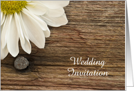Wedding Invitation,Rustic White Daisy and Barn Wood,Custom Personalize card