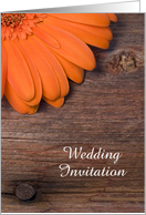 Wedding Invitation,Rustic Orange Daisy / Barn Wood,Custom Personalize card
