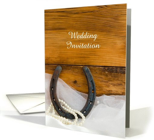 Country Wedding Invitation, Horseshoe and Pearls, Custom... (1029305)