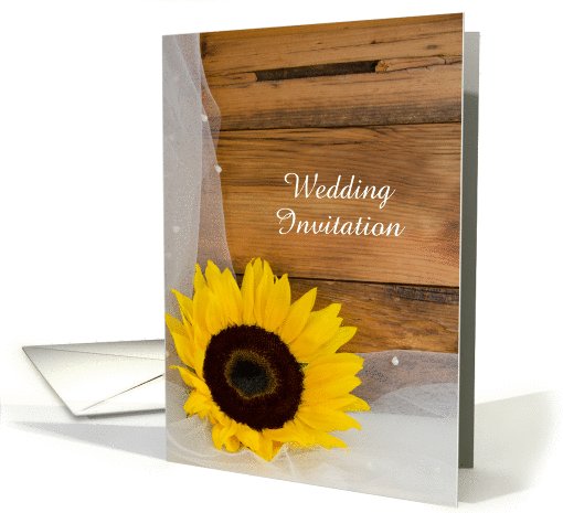 Wedding Invitation, Yellow Sunflower and Veil, Custom Personalize card