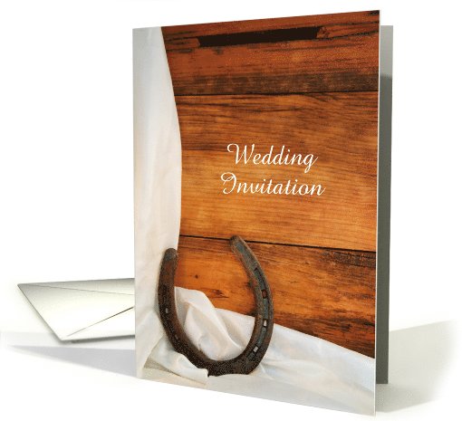 Wedding Invitation, Horseshoe and White Satin, Custom Personalize card