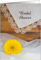 Country Bridal Shower Invitation,Yellow Daisy Lace, Custom Personalize card