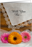 Country Wedding, Bridesmaid Invitation, Daisy Trio, Custom Personalize card