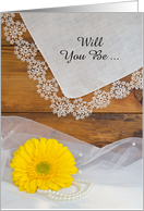 Country Wedding, Bridesmaid Invitation,Yellow Daisy,Custom Personalize card