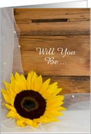 Country Wedding, Bridesmaid Invitation, Sunflower, Custom Personalize card