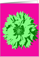 Friendship - Green Pop Art Flower on Pink card