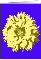 Friendship - Yellow Pop Art Flower on Blue card