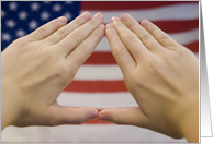 Martial Arts Creed Triangle Hands and American Flag card