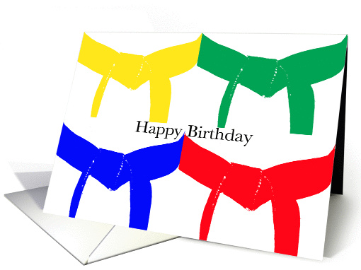 Martial Arts Happy Birthday - Colored Belts card (143495)