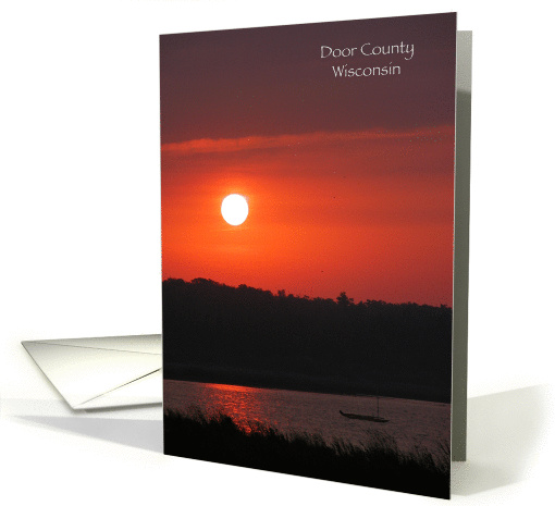 Door County, Wisconsin Red Sunrise - Blank Note card (143595)