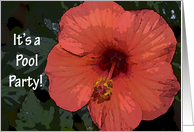 Pool Party Invitation - Red Hibiscus Flower card