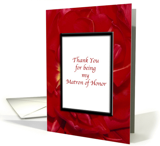 Thank You Matron of Honor - Wedding - Red Tulip Flower card (168720)