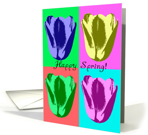 Happy Spring - Colorful Pop Art Tulips card (174992)