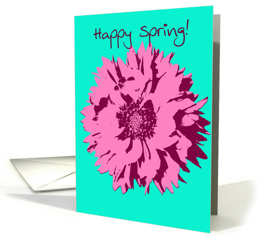 Happy Spring - Pink Pop Art Flower card (175014)