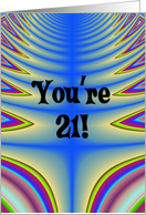 Happy Birthday - 21 years old Blue Tie Dye card