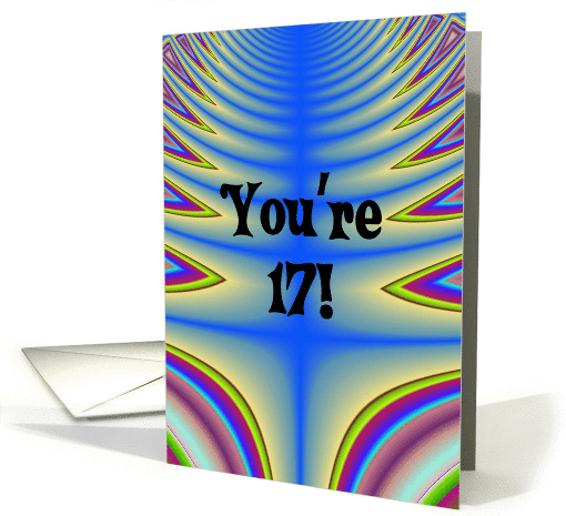 Happy Birthday - 17 years old Blue Tie Dye card (182223)
