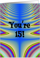 Happy Birthday - 15 years old Blue Tie Dye card