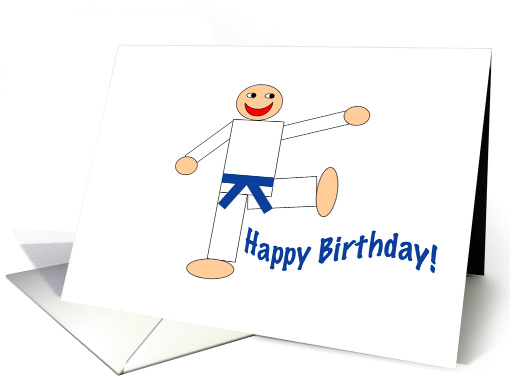 Happy Birthday - Martial Arts Dark Blue Belt card (182804)