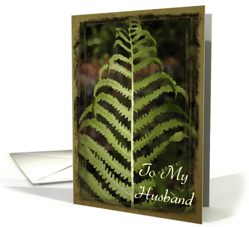 Happy Father's Day - To My Husband - Green Fern Frond card (191213)