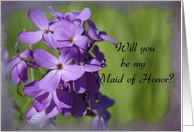 Will You Be My Maid of Honor - Purple Wildflowers card