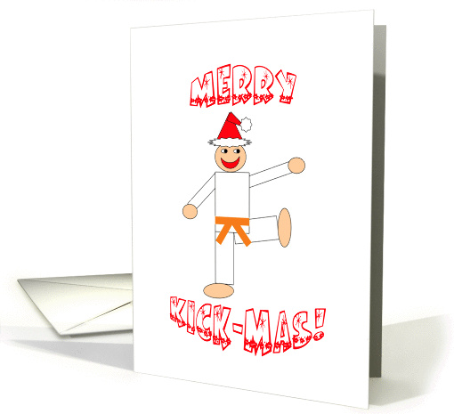 Martial Arts Christmas Card - Merry Kick-Mas Orange Belt card (251325)