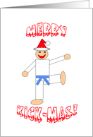 Martial Arts Christmas Card - Merry Kick-Mas Light Blue Belt card