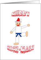 Martial Arts Christmas Card - Merry Kick-Mas Dark Blue Belt card
