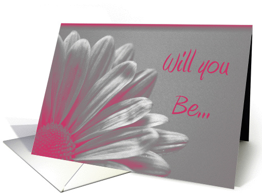Will You Be My Bridesmaid Pink Silver Daisy Flower card (341443)