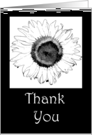 Thank You - black and white sunflower card
