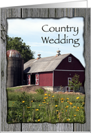 Country Wedding Save the Date Announcement, Red Barn and Silo card