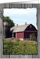 Red Barn and Silo Country Blank Note Card