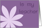 Thank You Teacher Purple Flower card