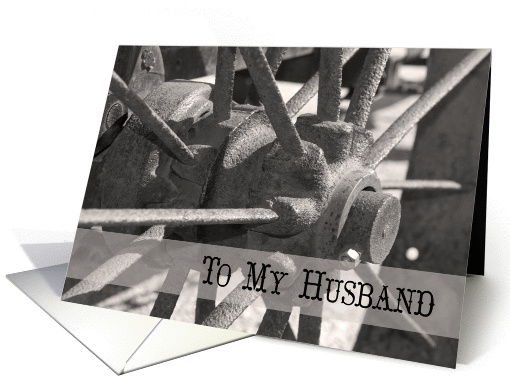 Happy Anniversary to My Husband Rustic Wagon Wheel card (424286)