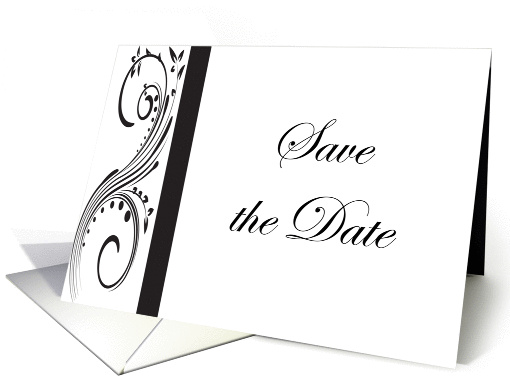 Save the Date Wedding Announcement - Black and White Swirls card