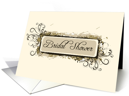 Bridal Shower Invitation Tan Floral Swirls card (516469)
